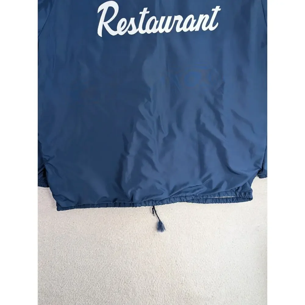Vintage King Louie Bomber Jacket Mens Large Blue USA Union Made 80s READ/FLAWS